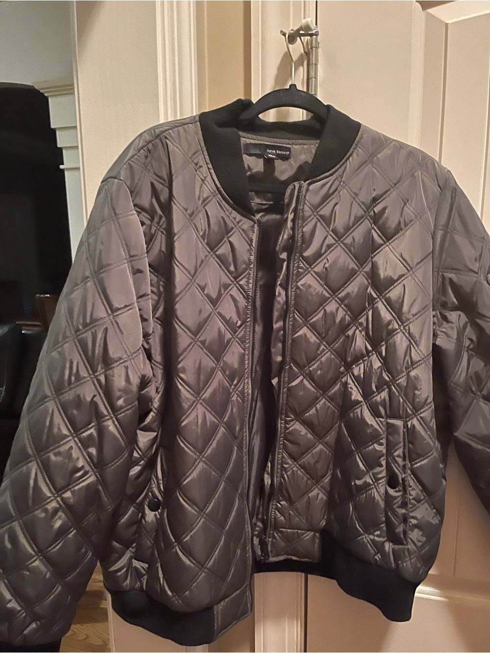 Harve Benard Quilted Satin Bomber Jacket - Green Army
